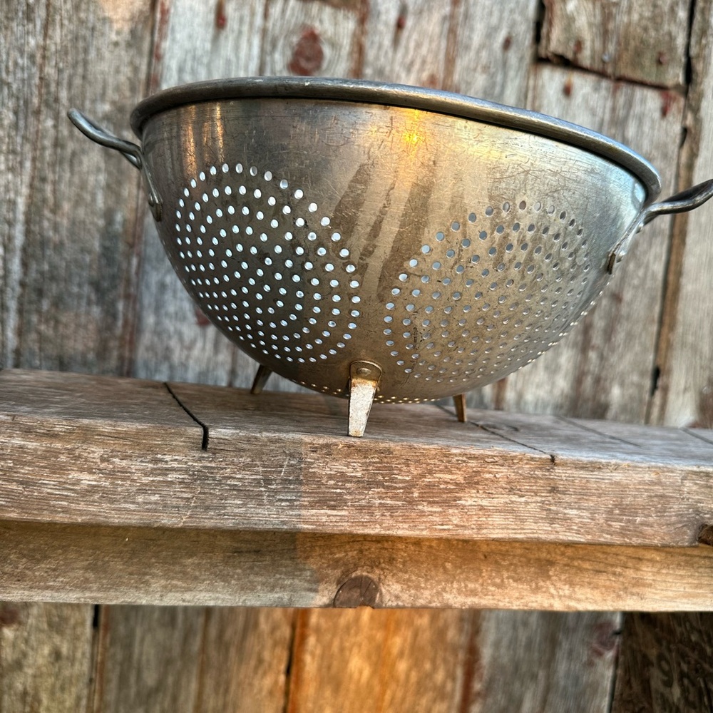 Vintage Silver Metal Colander